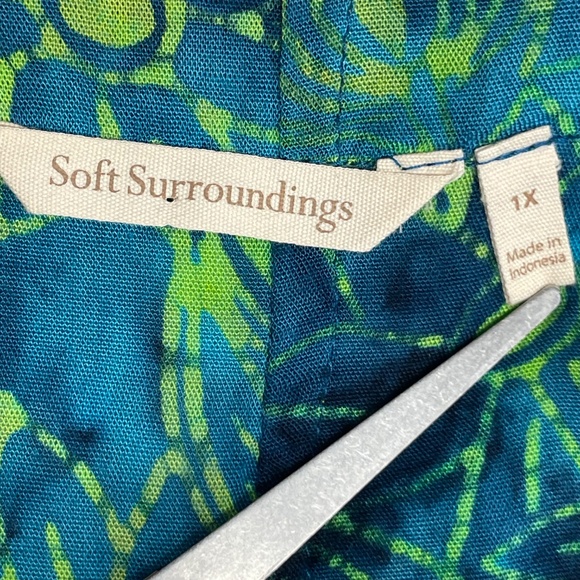 Women’s 1X  Green/Blue Soft Surroundings Top - Picture 10 of 13